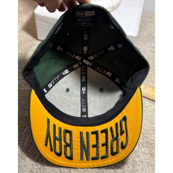 Green Bay Packers New Era 59FIFTY Fitted Hat Embroidered Cap Sz 7 READ - Picture 9 of 14